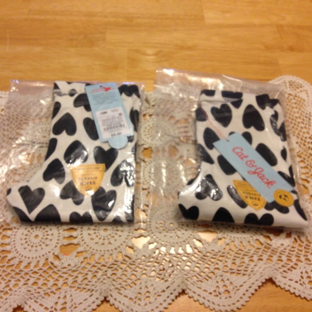 Cat & Jack hearts tights, black and white size 12 month - Picture 1 of 5